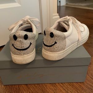 Lola Cruz smiley face stud sneakers